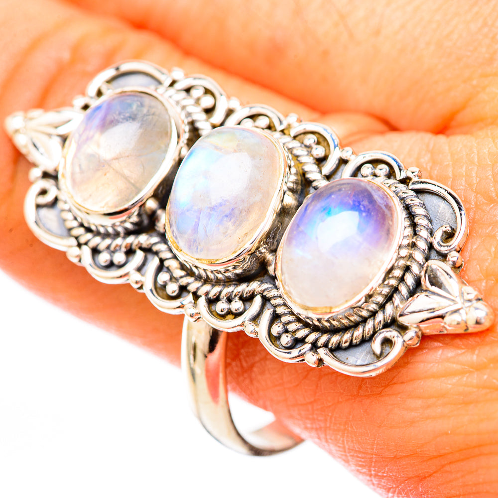 Rainbow Moonstone Rings handcrafted by Anasilvercos - RING118291
