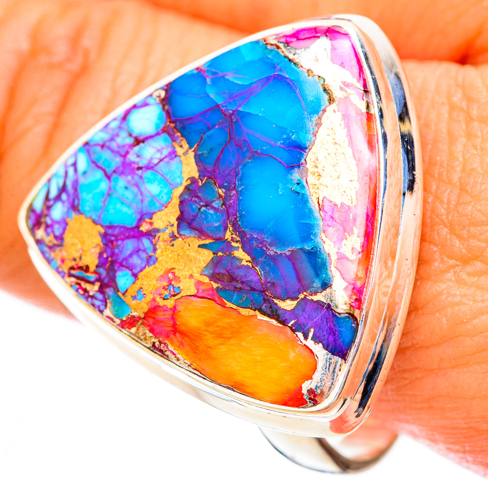 Kingman Pink Dahlia Turquoise Rings handcrafted by Anasilvercos - RING118294