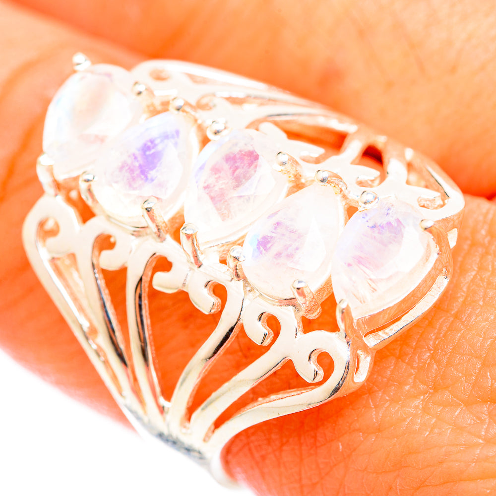 Rainbow Moonstone Rings handcrafted by Anasilvercos - RING118326