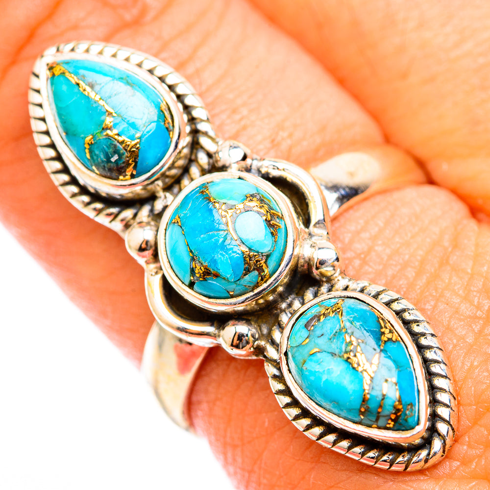 Blue Copper Composite Turquoise Rings handcrafted by Anasilvercos - RING118331