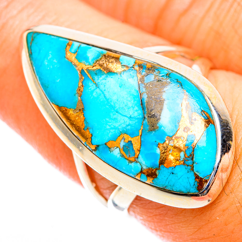 Blue Copper Composite Turquoise Rings handcrafted by Anasilvercos - RING118334
