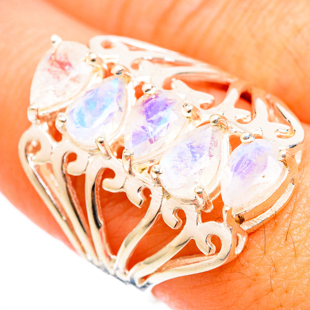 Rainbow Moonstone Rings handcrafted by Anasilvercos - RING118352