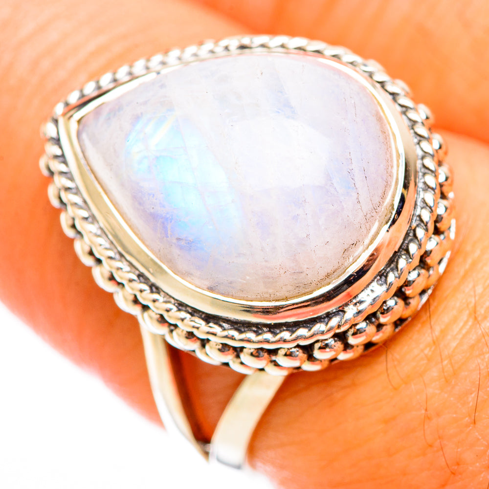Rainbow Moonstone Rings handcrafted by Anasilvercos - RING118370