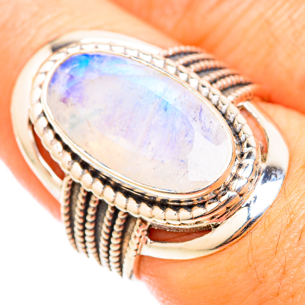Rainbow Moonstone Rings handcrafted by Anasilvercos - RING118371