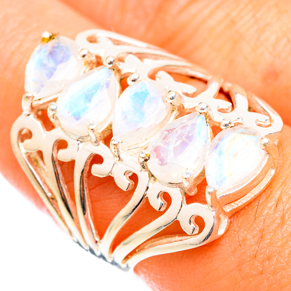 Rainbow Moonstone Rings handcrafted by Anasilvercos - RING118372