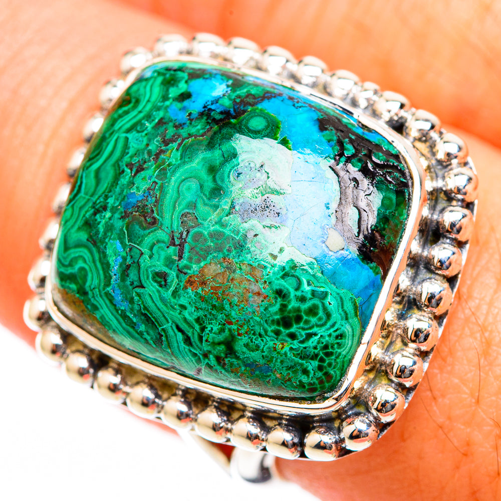 Chrysocolla In Malachite Rings handcrafted by Anasilvercos - RING118380