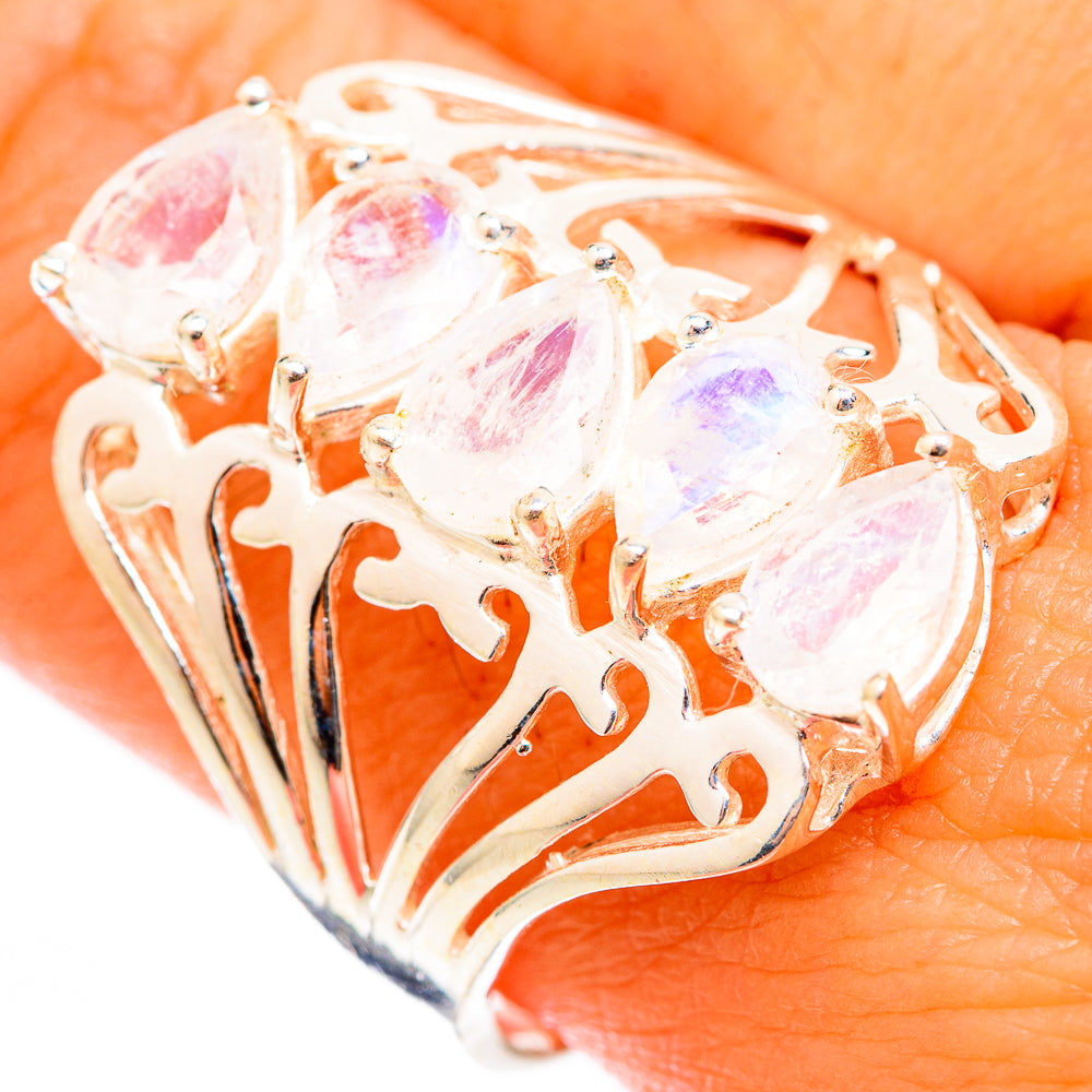 Rainbow Moonstone Rings handcrafted by Anasilvercos - RING118391