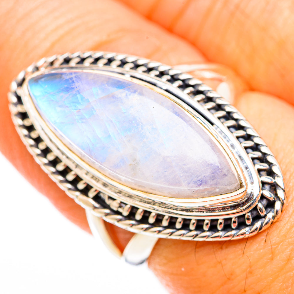 Rainbow Moonstone Rings handcrafted by Anasilvercos - RING118392