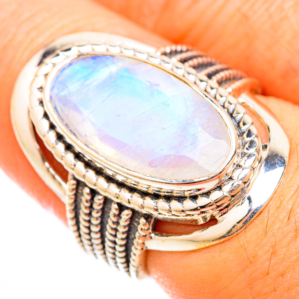 Rainbow Moonstone Rings handcrafted by Anasilvercos - RING118393