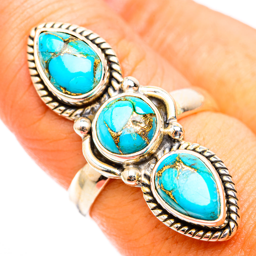 Blue Copper Composite Turquoise Rings handcrafted by Anasilvercos - RING118395