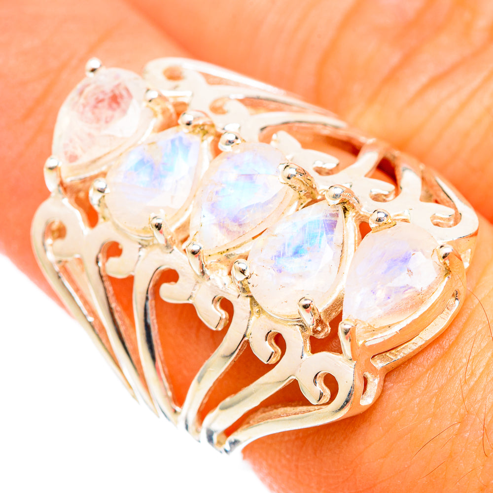 Rainbow Moonstone Rings handcrafted by Anasilvercos - RING118410