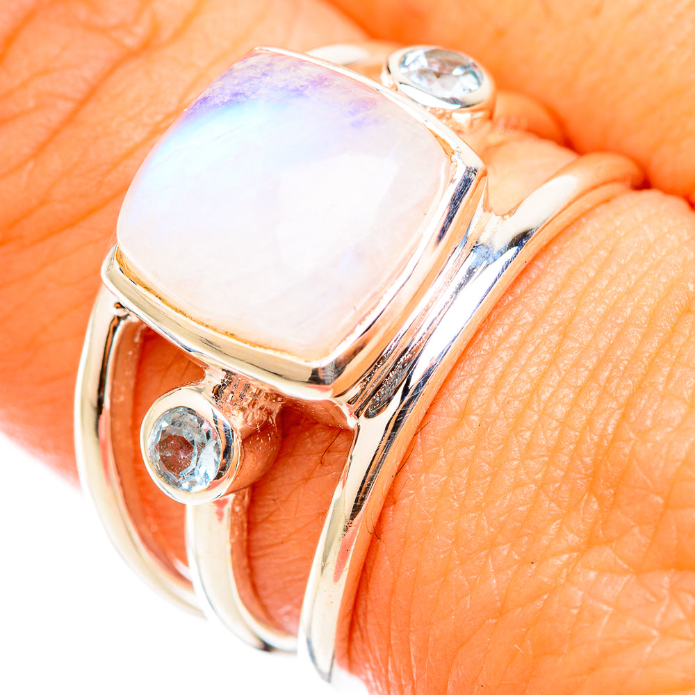 Rainbow Moonstone Rings handcrafted by Anasilvercos - RING118412