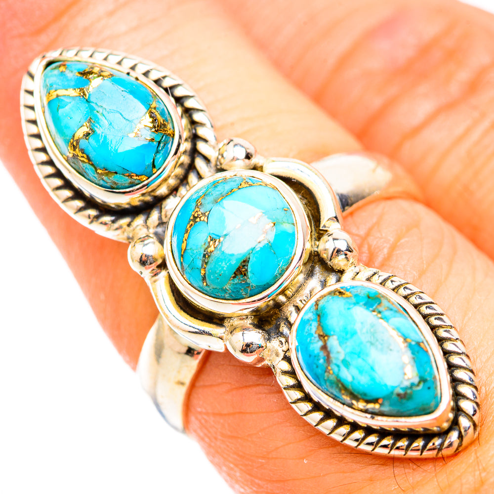 Blue Copper Composite Turquoise Rings handcrafted by Anasilvercos - RING118417