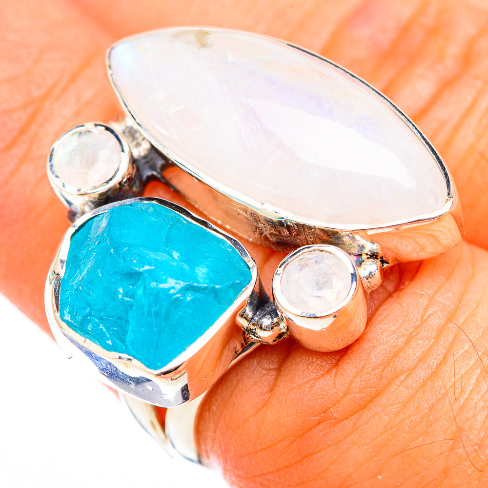 Rainbow Moonstone Rings handcrafted by Anasilvercos - RING118418