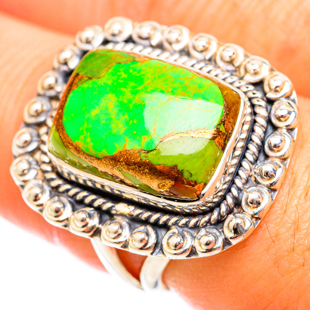 Green Copper Composite Turquoise Rings handcrafted by Anasilvercos - RING118438