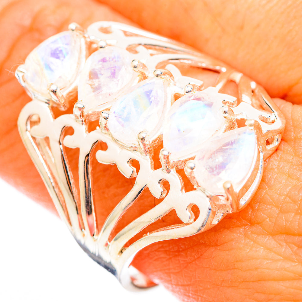 Rainbow Moonstone Rings handcrafted by Anasilvercos - RING118443