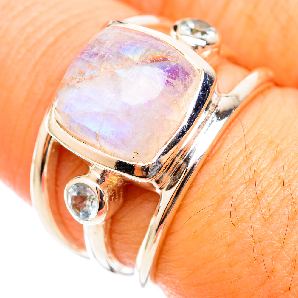Rainbow Moonstone Rings handcrafted by Anasilvercos - RING118445