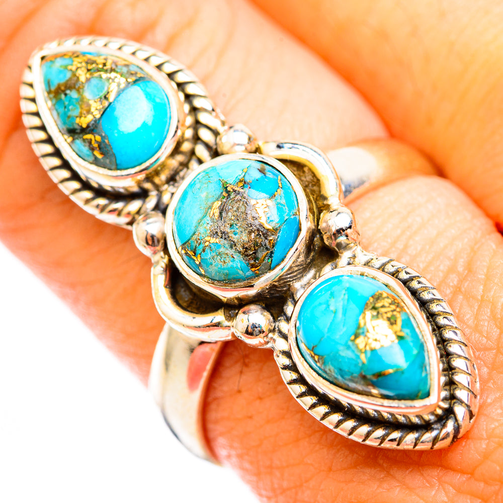 Blue Copper Composite Turquoise Rings handcrafted by Anasilvercos - RING118447