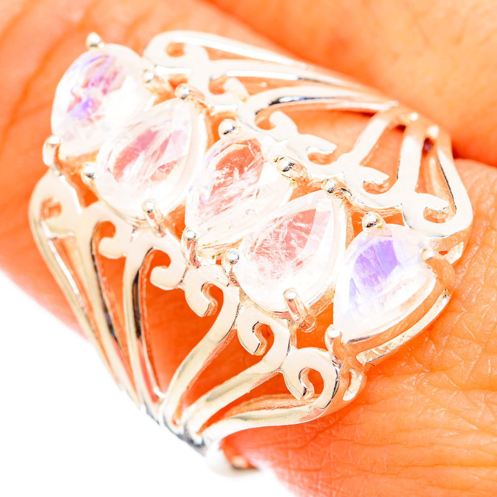 Rainbow Moonstone Rings handcrafted by Anasilvercos - RING118455