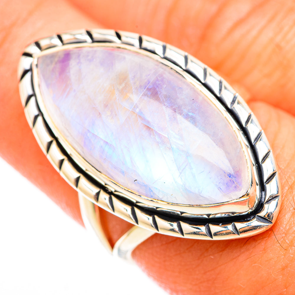 Rainbow Moonstone Rings handcrafted by Anasilvercos - RING118457