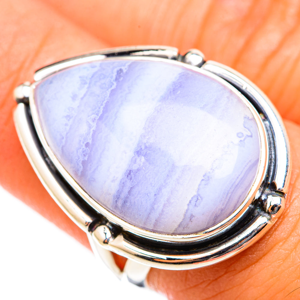 Blue Lace Agate Rings handcrafted by Anasilvercos - RING118458