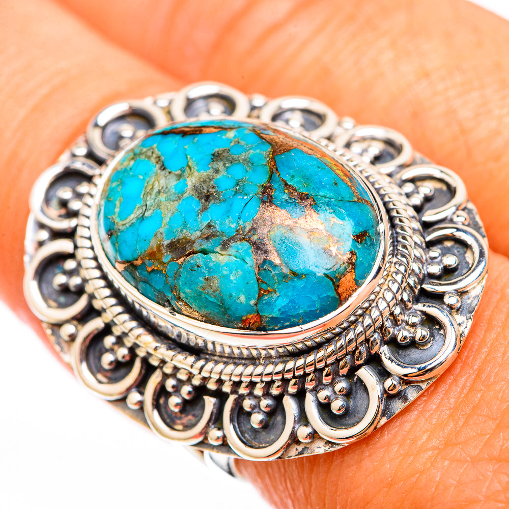 Blue Copper Composite Turquoise Rings handcrafted by Anasilvercos - RING118471