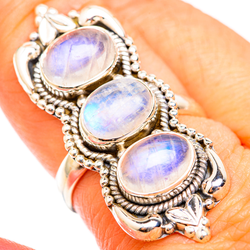 Rainbow Moonstone Rings handcrafted by Anasilvercos - RING118493