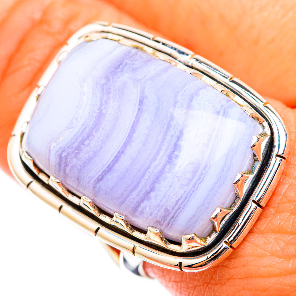 Blue Lace Agate Rings handcrafted by Anasilvercos - RING118495