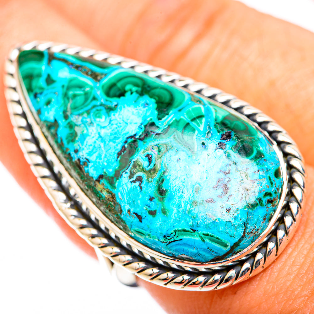 Chrysocolla In Malachite Rings handcrafted by Anasilvercos - RING118497