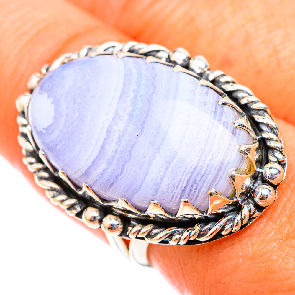 Blue Lace Agate Rings handcrafted by Anasilvercos - RING118527
