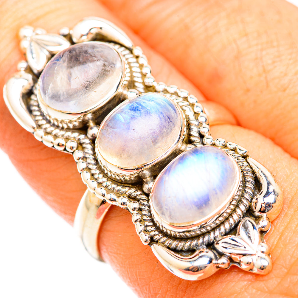 Rainbow Moonstone Rings handcrafted by Anasilvercos - RING118554