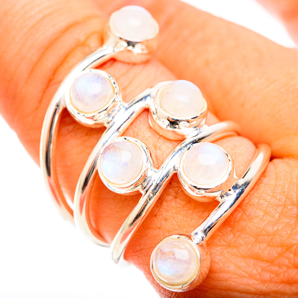 Rainbow Moonstone Rings handcrafted by Anasilvercos - RING118556