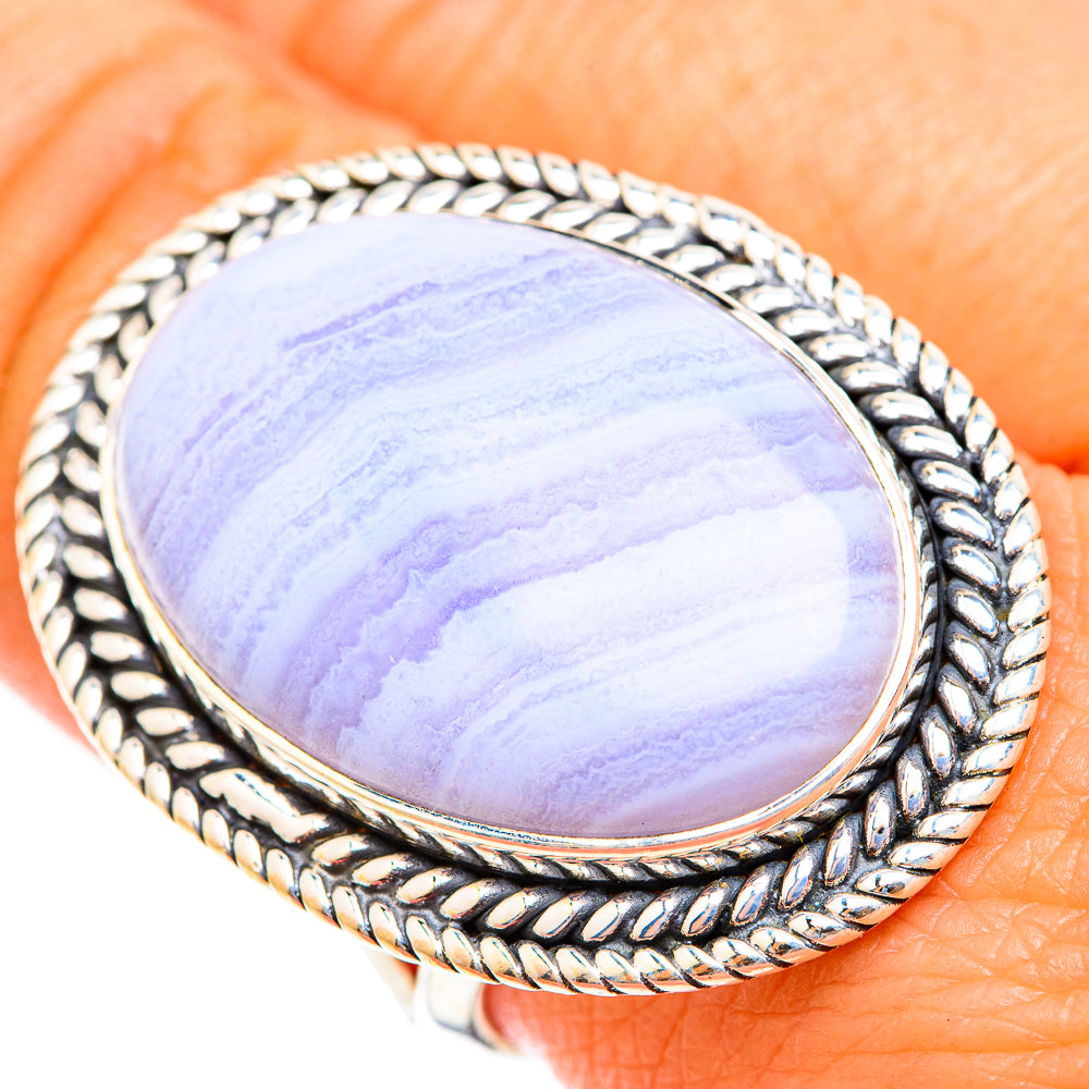 Blue Lace Agate Rings handcrafted by Anasilvercos - RING118557