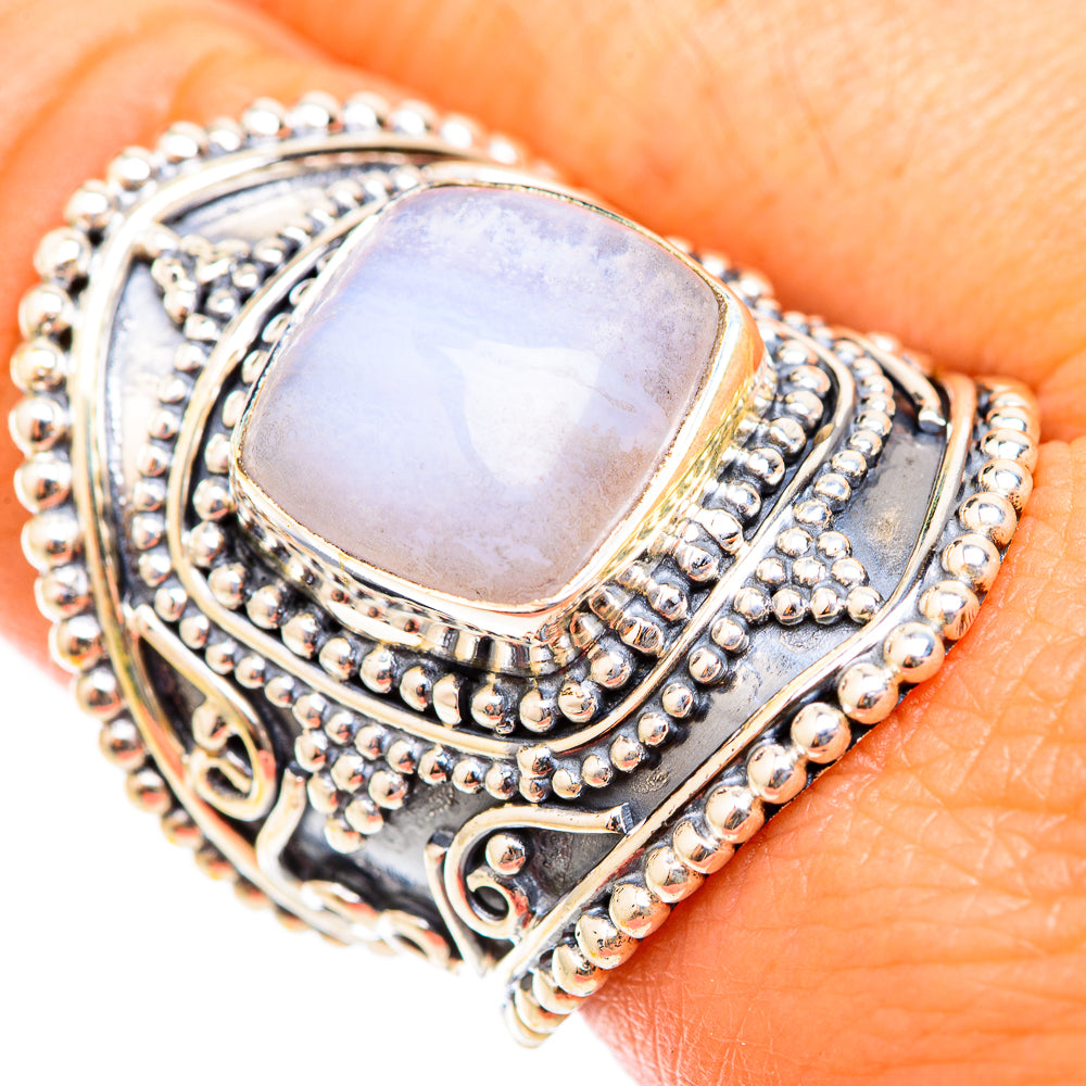 Blue Lace Agate Rings handcrafted by Anasilvercos - RING118558