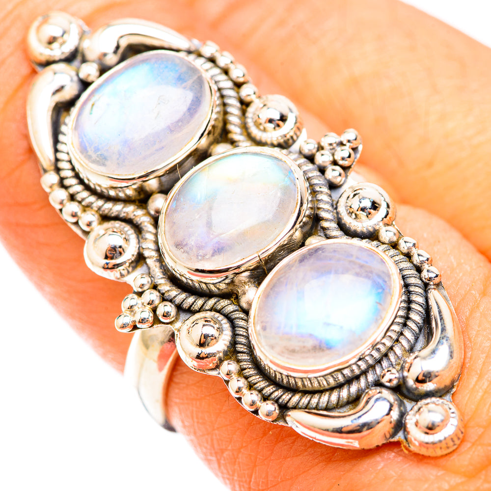 Rainbow Moonstone Rings handcrafted by Anasilvercos - RING118579