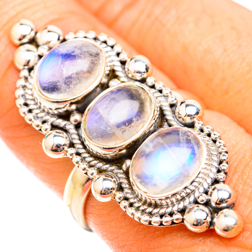 Rainbow Moonstone Rings handcrafted by Anasilvercos - RING118581