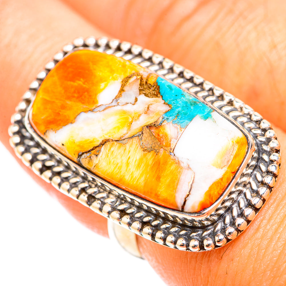 Kingman Pink Dahlia Turquoise Rings handcrafted by Anasilvercos - RING118595
