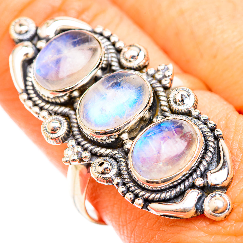 Rainbow Moonstone Rings handcrafted by Anasilvercos - RING118597