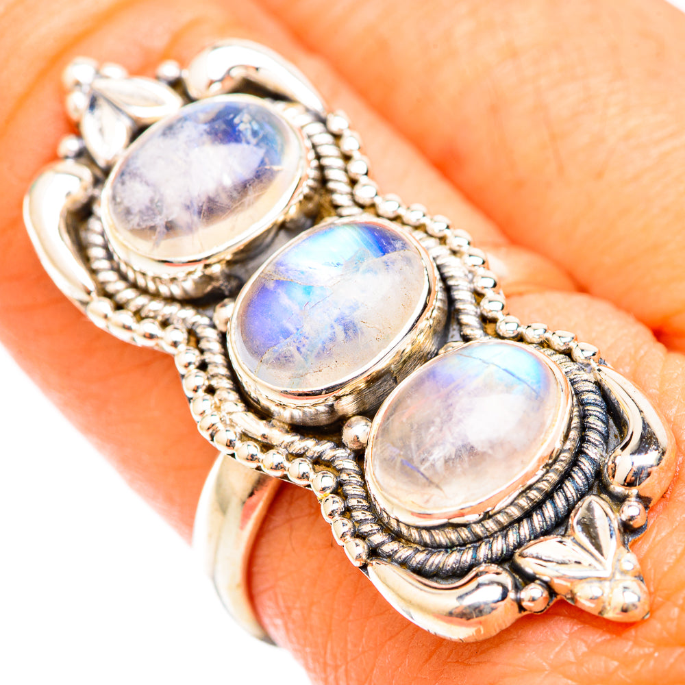 Rainbow Moonstone Rings handcrafted by Anasilvercos - RING118598