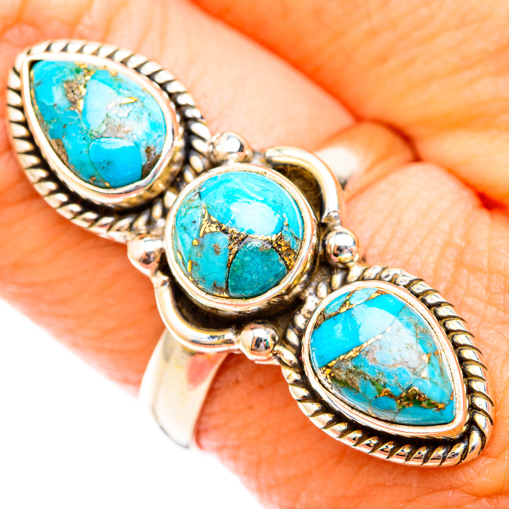 Blue Copper Composite Turquoise Rings handcrafted by Anasilvercos - RING118608