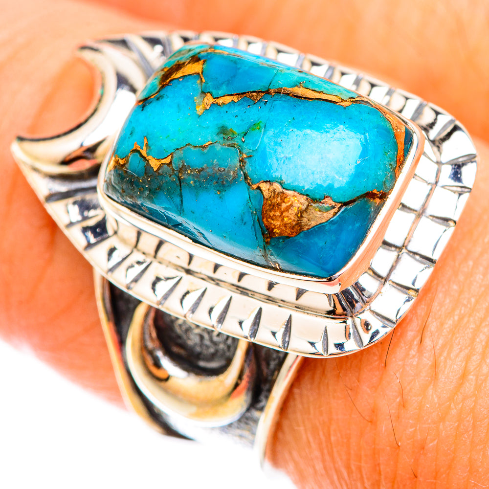 Blue Copper Composite Turquoise Rings handcrafted by Anasilvercos - RING118611