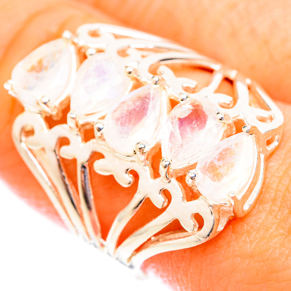 Rainbow Moonstone Rings handcrafted by Anasilvercos - RING118625