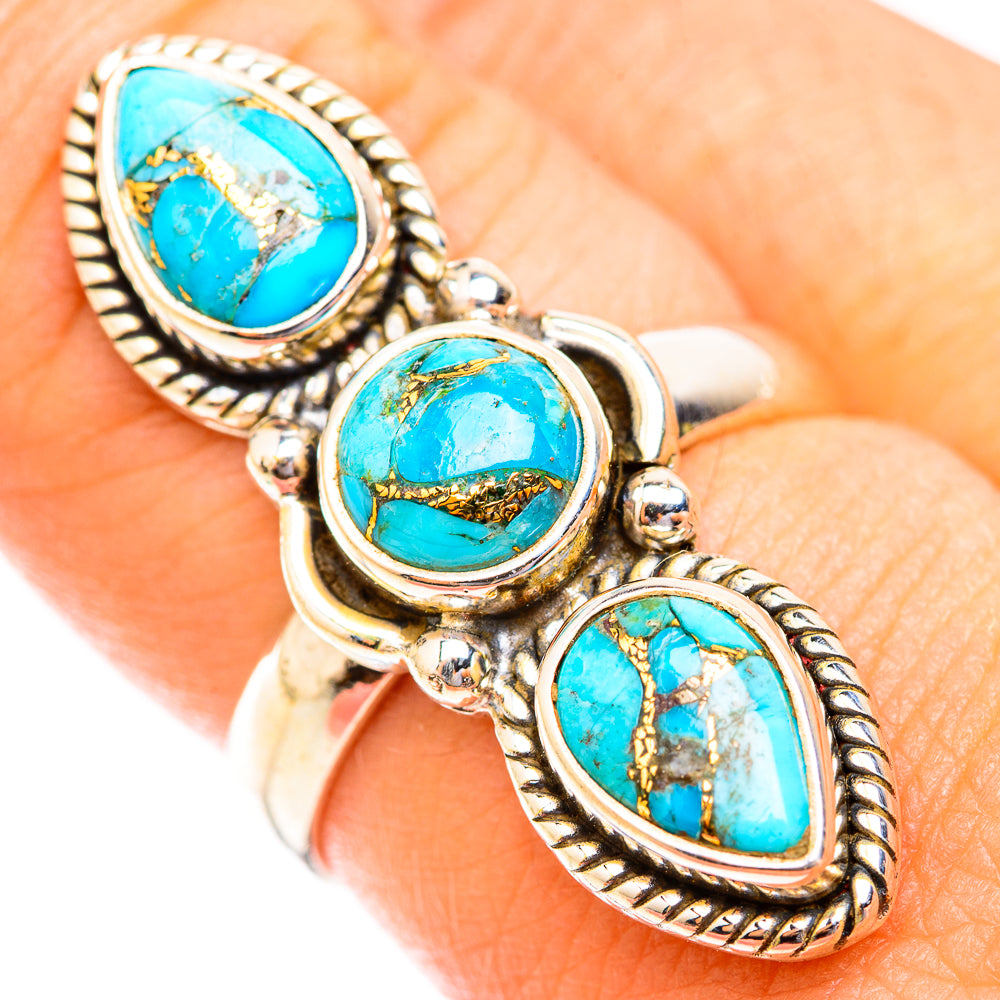 Blue Copper Composite Turquoise Rings handcrafted by Anasilvercos - RING118633