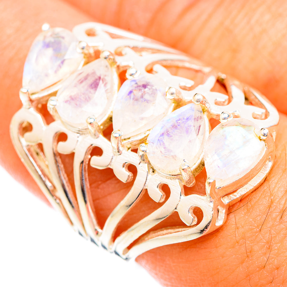 Rainbow Moonstone Rings handcrafted by Anasilvercos - RING118651