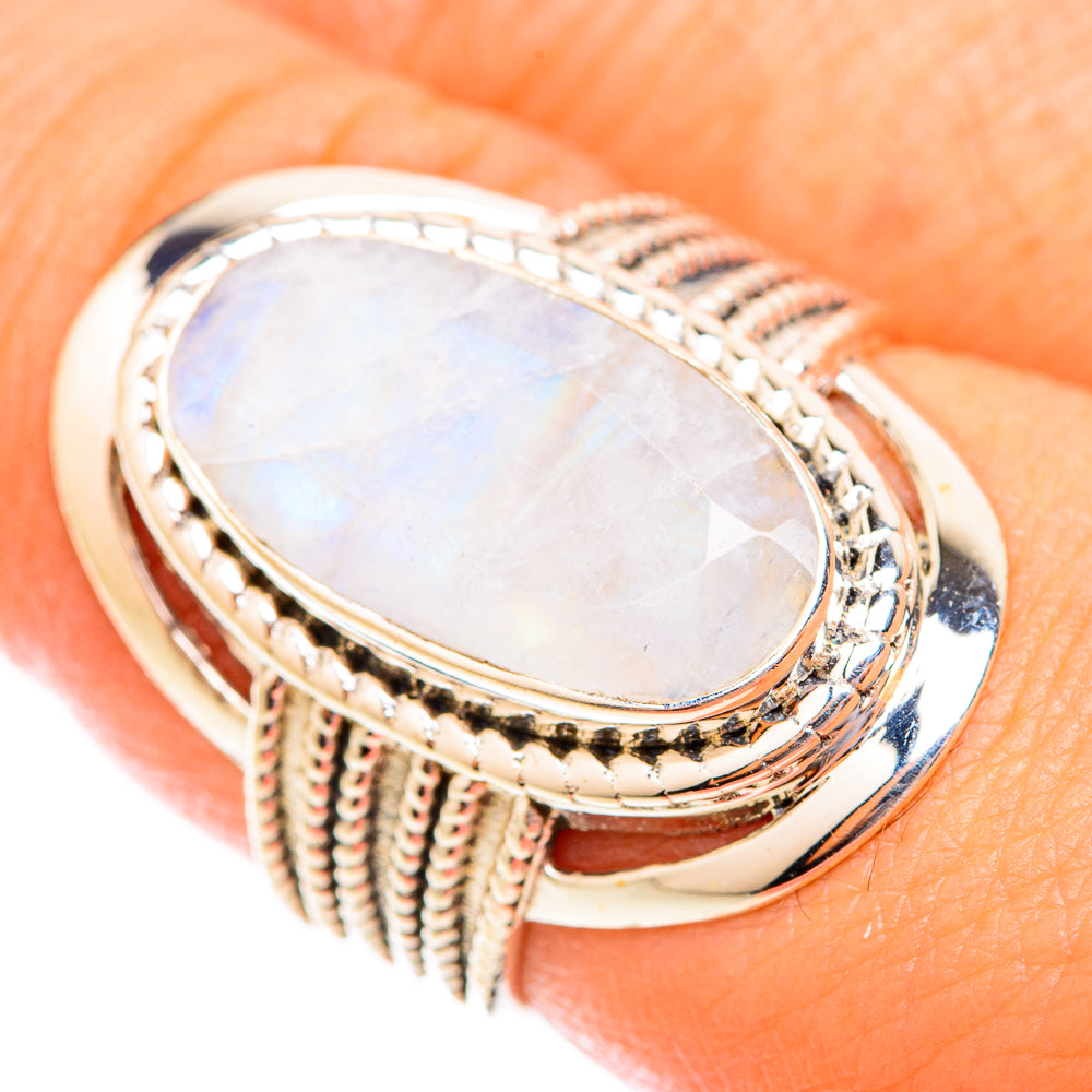 Rainbow Moonstone Rings handcrafted by Anasilvercos - RING118652