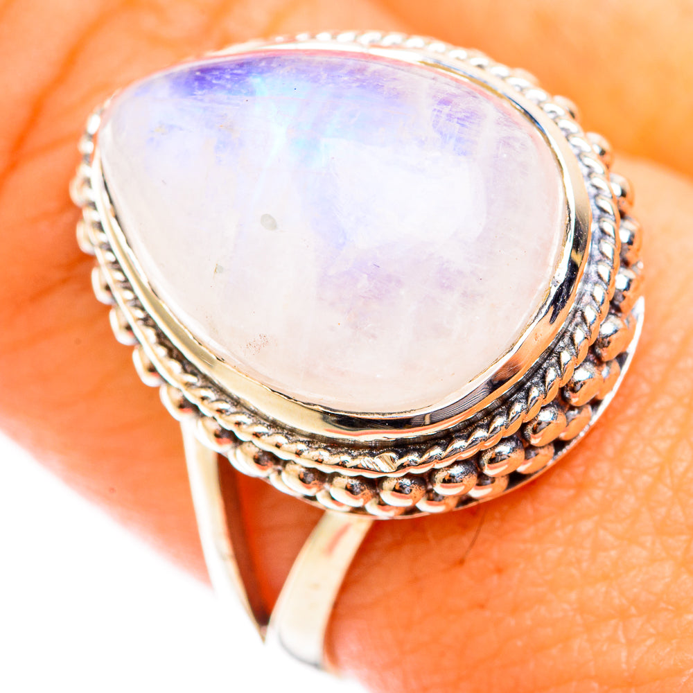 Rainbow Moonstone Rings handcrafted by Anasilvercos - RING118653