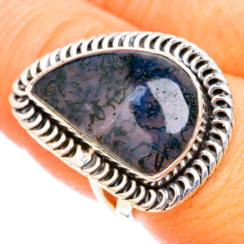 Green Moss Agate Rings handcrafted by Anasilvercos - RING118665