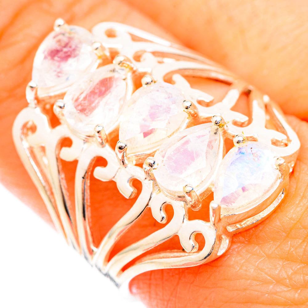 Rainbow Moonstone Rings handcrafted by Anasilvercos - RING118679