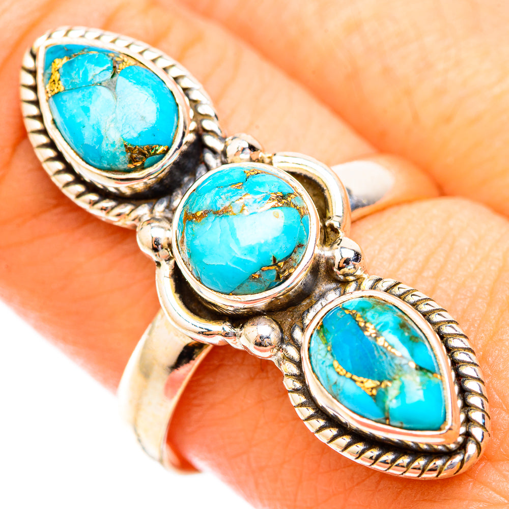 Blue Copper Composite Turquoise Rings handcrafted by Anasilvercos - RING118685