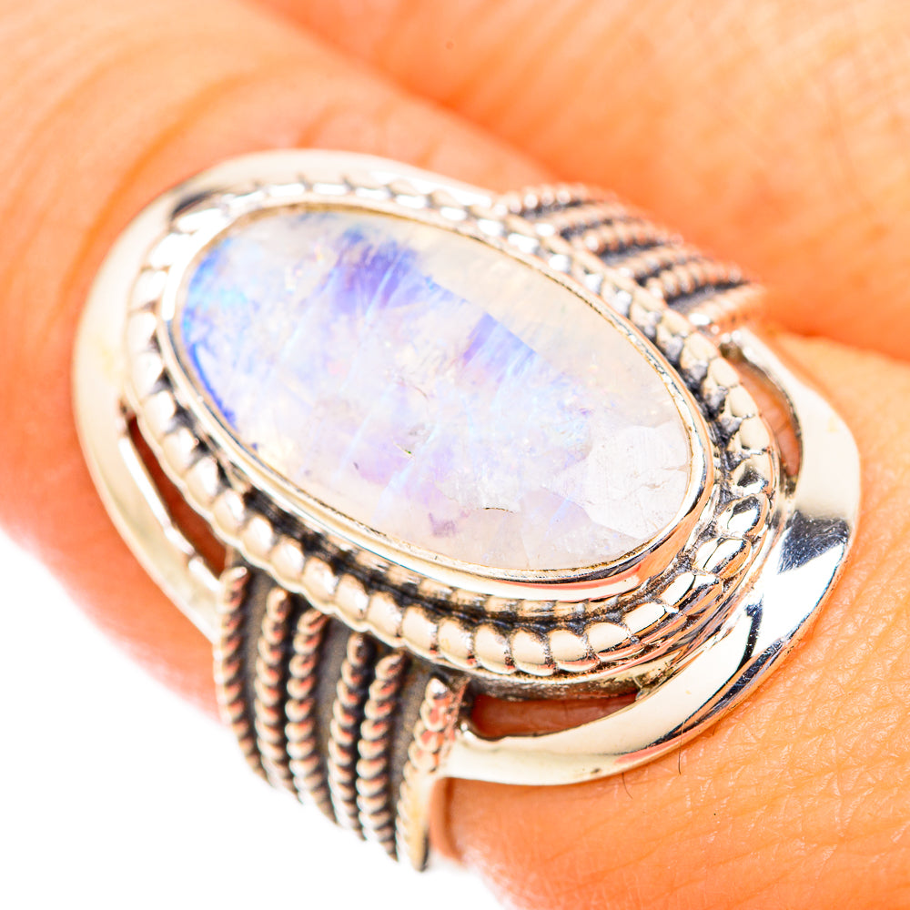Rainbow Moonstone Rings handcrafted by Anasilvercos - RING118700